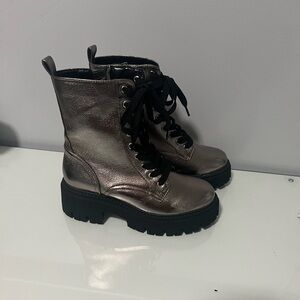 Dolce Vita Shiny Silver Combat Boots